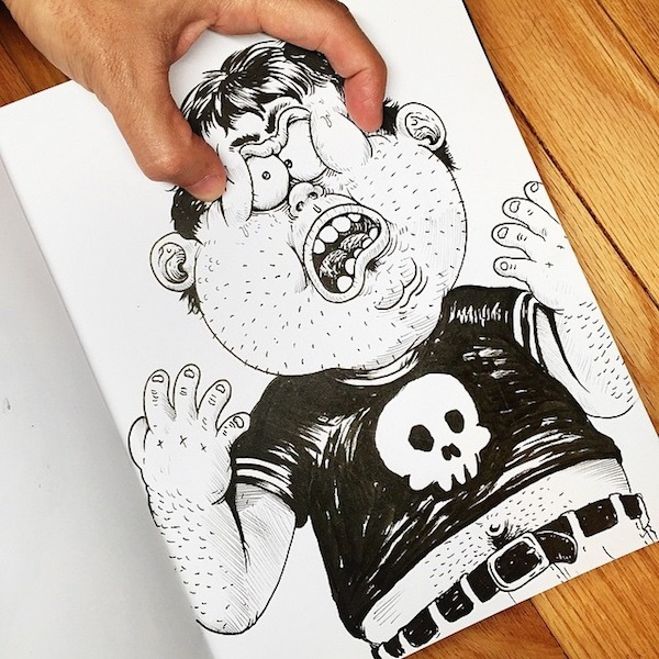 Illustrator_Alex_Solis_Playfully_Tortures_Cartoon_Character_With_His_Fingers_2015_01