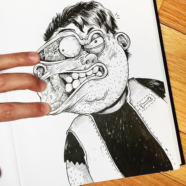 Illustrator_Alex_Solis_Playfully_Tortures_Cartoon_Character_With_His_Fingers_2015_03
