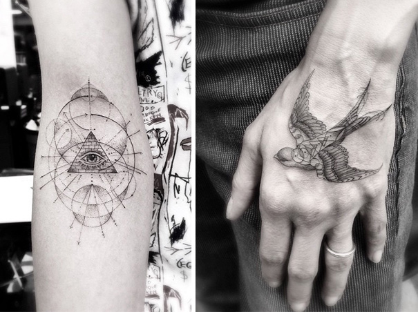Geometric Fine Line Tattoos by Los Angeles Famous Tattoo