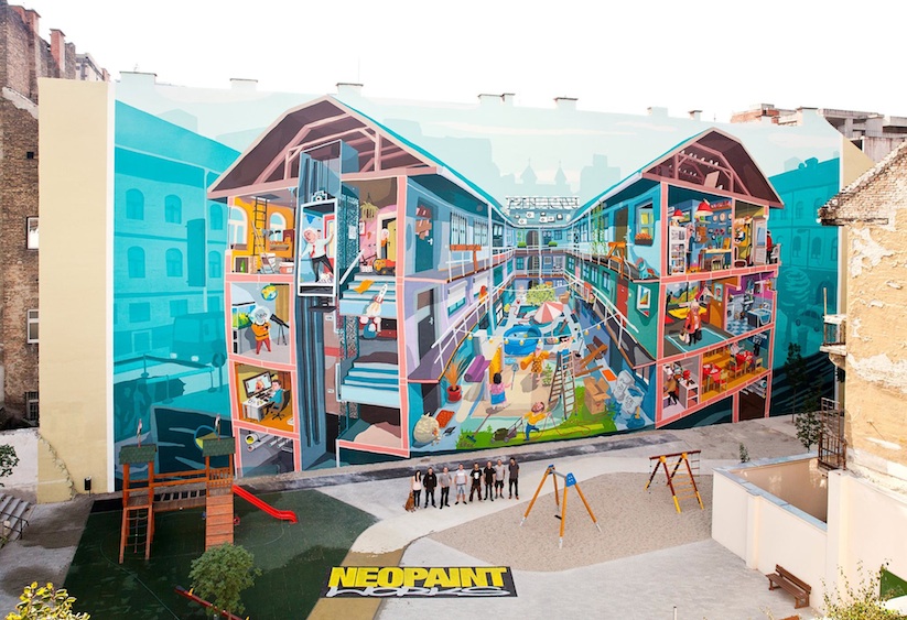 Massive_Colorful_3D_Mural_by_Street_Artists_Neopaint_in_Budapest_Hungary_2015_01