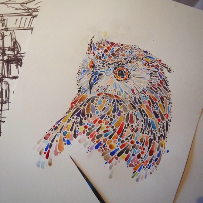 Watercolor_Portraits_Of_Animals_Created_With_Hundreds_of_Multicolored_Dots_by_Ana_Enshina_2015_06