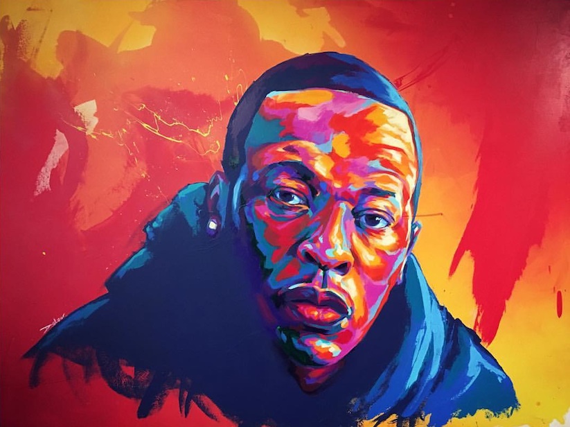Colorful Acrylic Portrait Paintings Of Icons From Music Sports