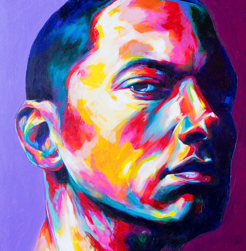 Colorful Acrylic Portrait Paintings Of Icons From Music Sports
