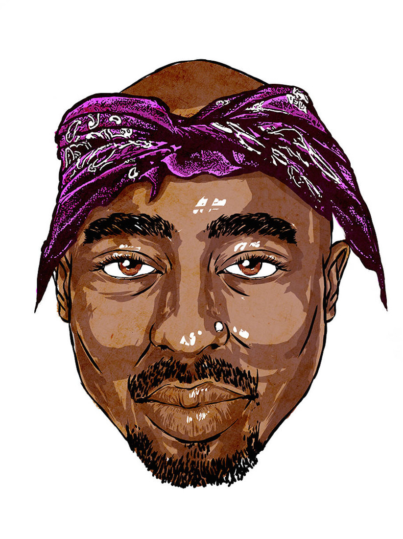 Tupac mit einem Bandana auf der Stirn