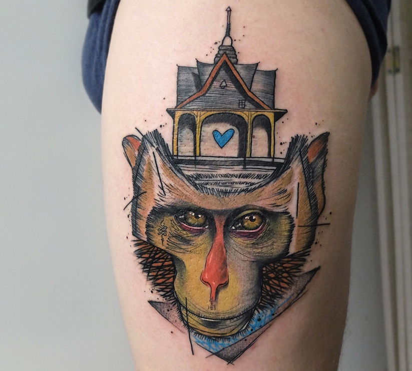 Great_Vibrant_Surreal_Portraits_and_Animals_by_German_Tattoo_Artist_Elschwino_2016_07