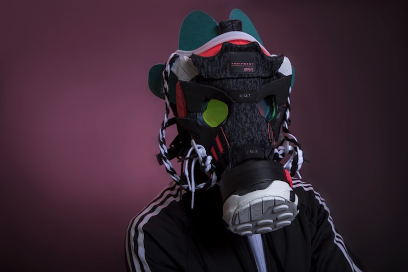 The 132nd sneaker mask created by Freehand Profit. Made from 1 pair of adidas EQT Support ADV. Find out more about the work on FREEHANDPROFIT.com. On display at adidas SOHO 3/2017!
