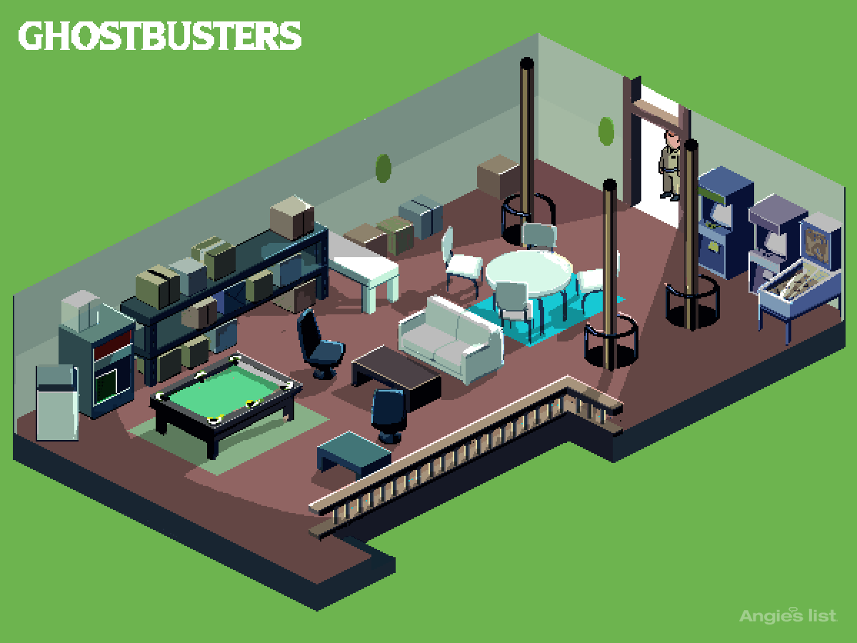 Pixel Art Floor Plans from Classic 80’s Films